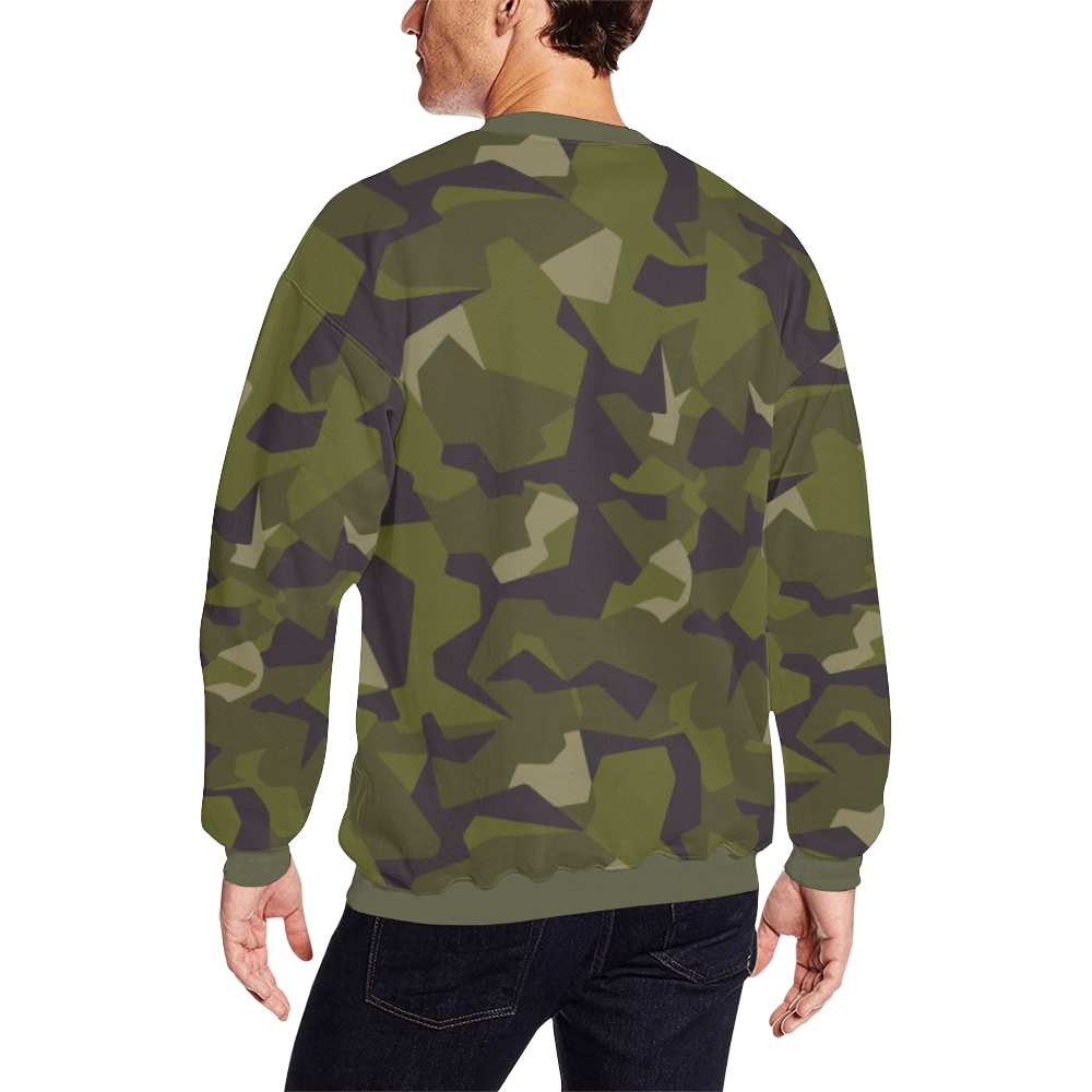 Swedish M90 woodland camouflage Men's Fleece Crew Sweatshirt | Mega Camo