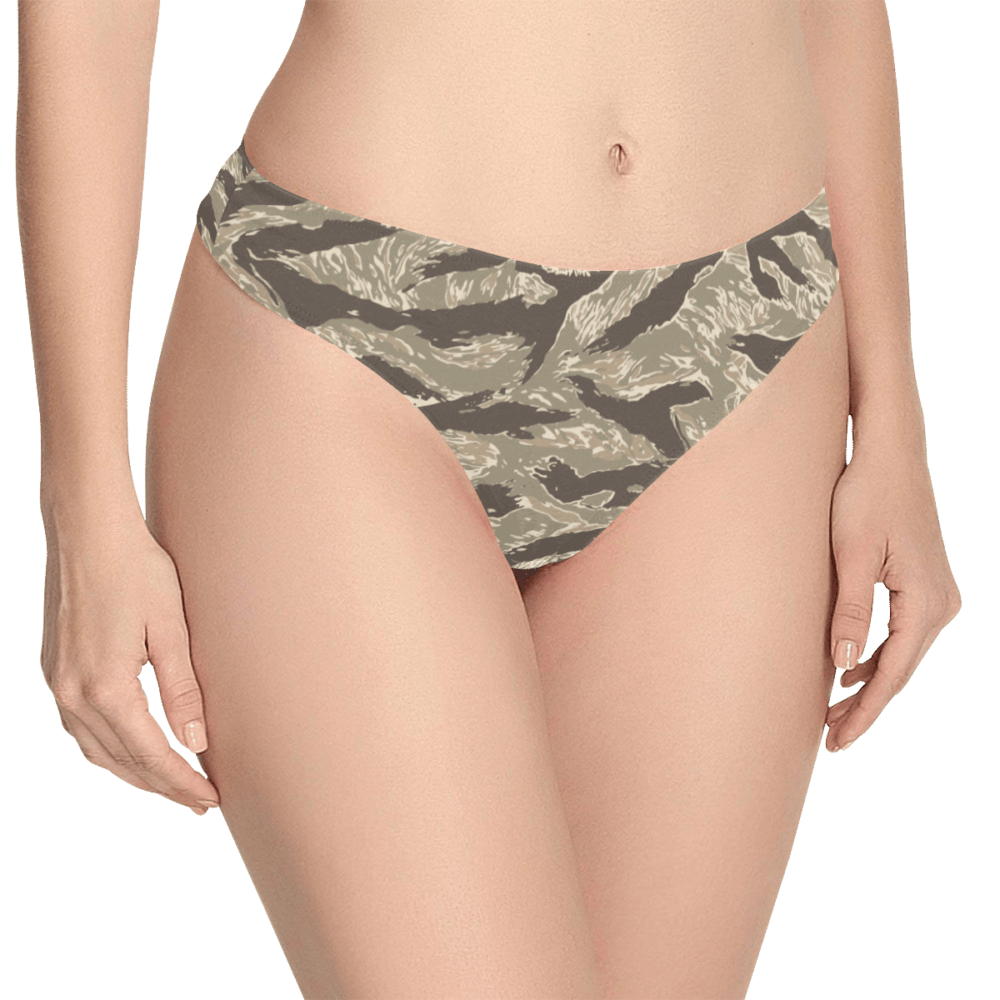 US desert Tiger stripes camouflage Women's Thongs