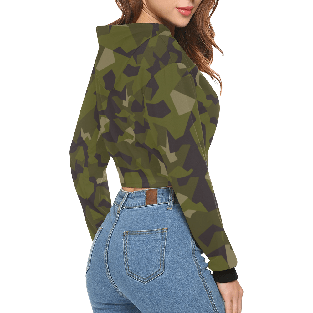 swedish M90 woodland camouflage Crop Hoodie for Women | Mega Camo