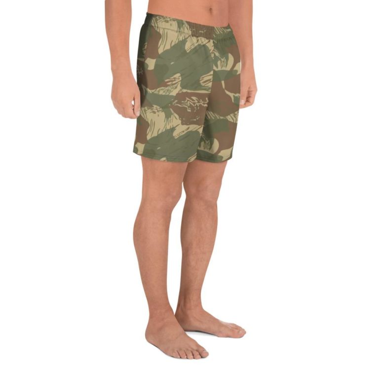 Rhodesian Brushstroke Camouflage Mens Athletic Long Shorts Mega Camo