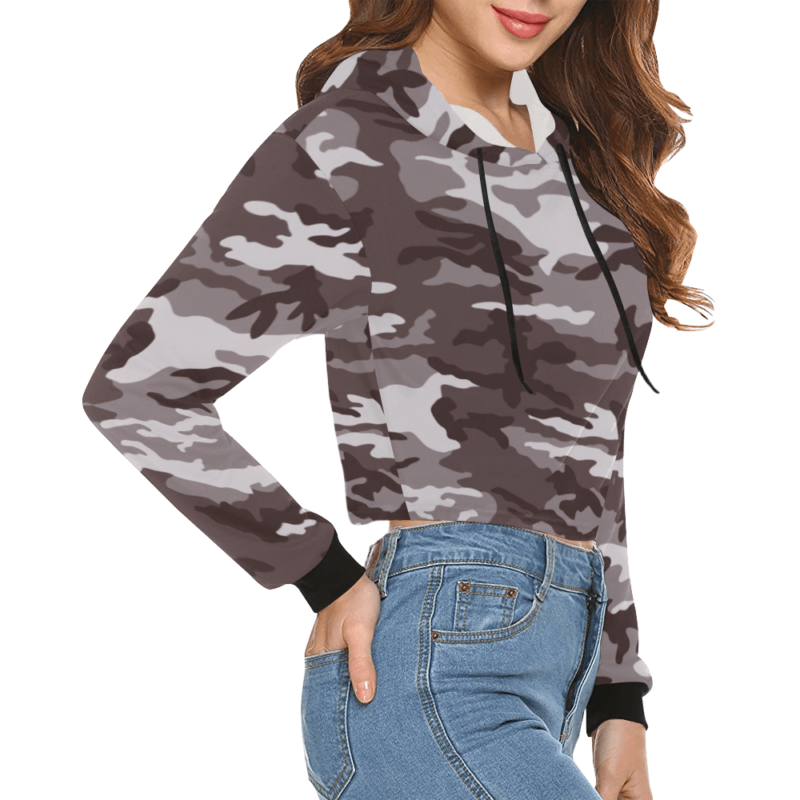 winter Urban ERDL Crop Hoodie for Women | Mega Camo