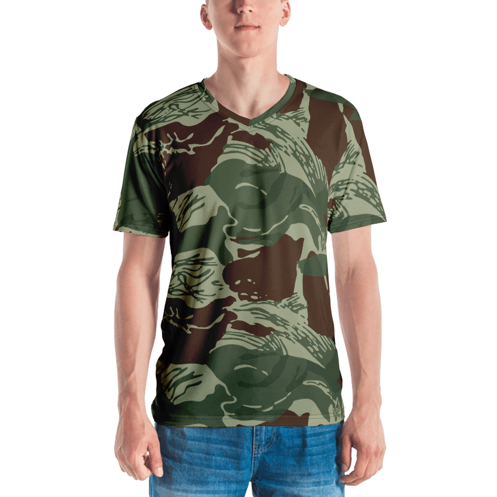 Download Rhodesian Brushstroke Camouflage v3 Green Men's V Neck T ...