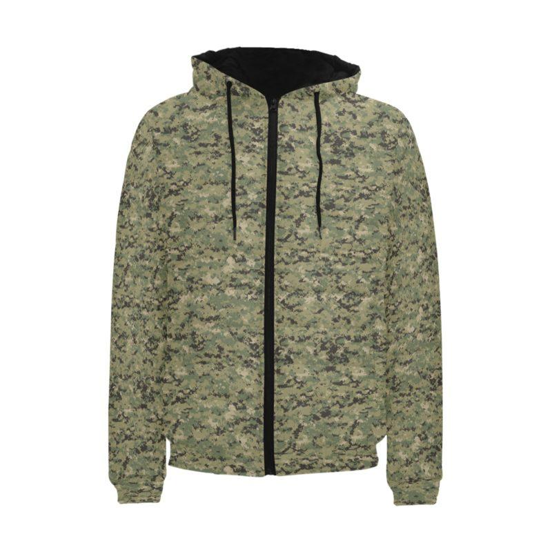 USN AOR-2 Camouflage Men's Padded Hooded Jacket | Mega Camo