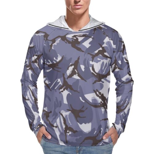 Kuwait Police Security Forces v1 DPM Camouflage Sun Protection Hooded Rashguard T-Shirt