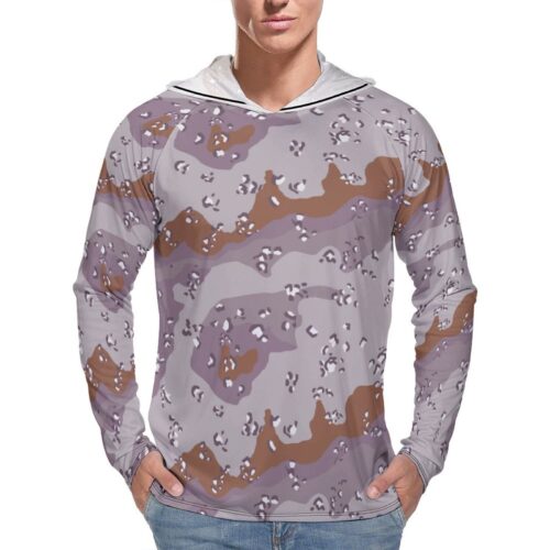 Chocolate Chip ERDL Snowy Tree  Sun Protection Hooded Rashguard T-Shirt