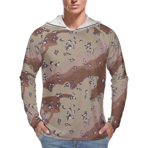 Kuwait Exiled Forces Chocolate Chip Camouflage Sun Protection Hooded Rashguard T-Shirt