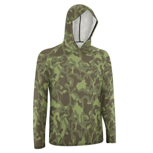 Alternative view of Estonian ttsko Green CamouflageMen's Long Sleeve T-ShirtSun Protection Hooded Rashguard T-Shirt