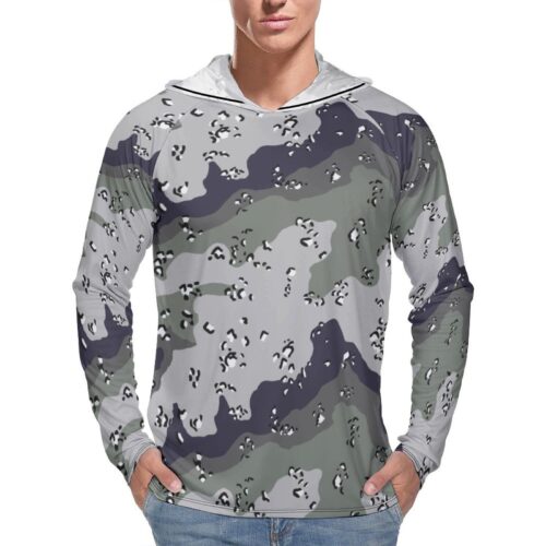 Chocolate Chip ERDL Urban  Sun Protection Hooded Rashguard T-Shirt