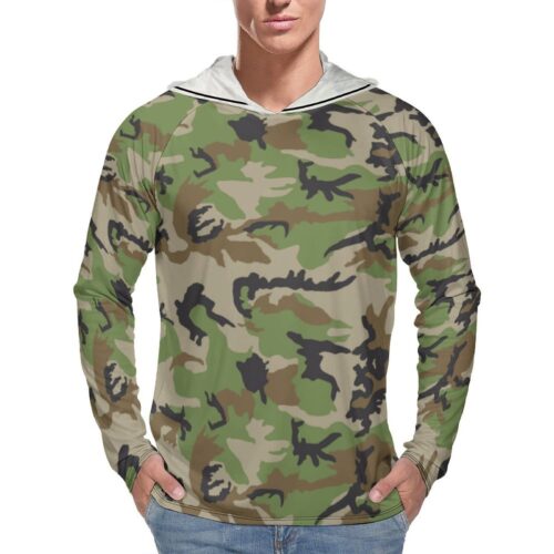 Iranian Army M81 v1 Camouflage Sun Protection Hooded Rashguard T-Shirt