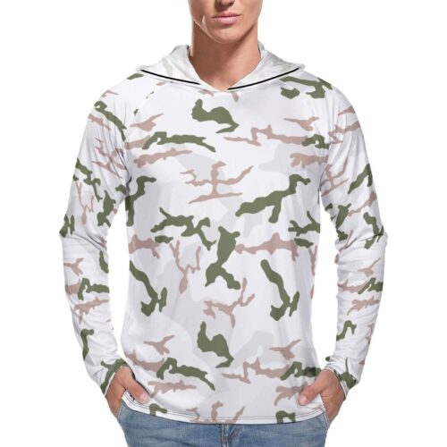 French Chasseurs Alpins Tundra v2 Camouflage Sun Protection Hooded Rashguard T-Shirt