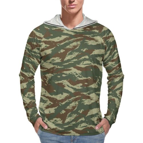 Greek Lizard Camouflage Sun Protection Hooded Rashguard T-Shirt