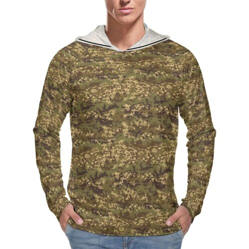 Austrian-Jagdkommando-pixeltarnung-Temperate Sun Protection Hooded Rashguard T-Shirt