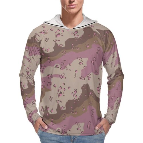 Chocolate Chip ERDL Pink Woods  Sun Protection Hooded Rashguard T-Shirt