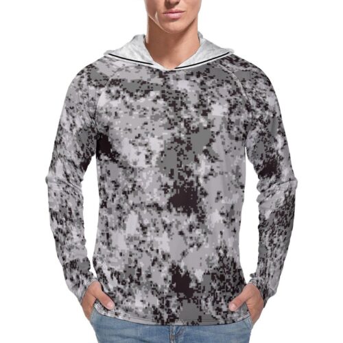 North Korea KPA Urban v2 Pixelated Camouflage Sun Protection Hooded Rashguard T-Shirt