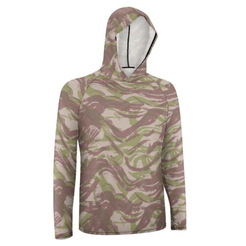 Alternative view of French Lizard D tropical Camouflage Sun Protection Hooded Rashguard T-Shirt