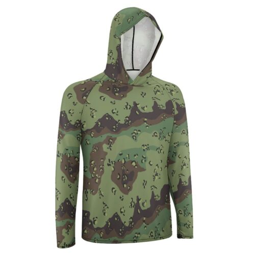 Alternative view of Chocolate Chip ERDL Euro Woodland  Sun Protection Hooded Rashguard T-Shirt