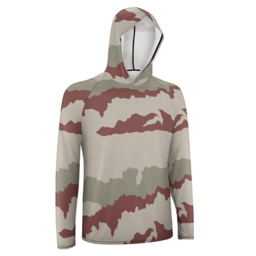 Alternative view of French Daguet v1 Desert Camouflage Sun Protection Hooded Rashguard T-Shirt