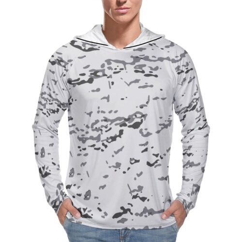 North Korea KPA Winter Mcam Pixelated Camouflage Sun Protection Hooded Rashguard T-Shirt