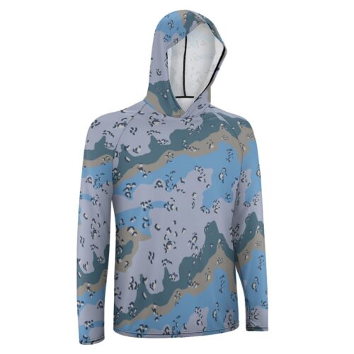 Alternative view of Chocolate Chip ERDL Blue Woods  Sun Protection Hooded Rashguard T-Shirt