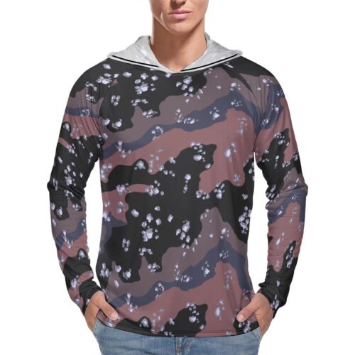 Chocolate Chip Space Forces  Sun Protection Hooded Rashguard T-Shirt