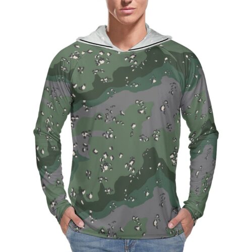 Chocolate Chip FEDRA Woods  Sun Protection Hooded Rashguard T-Shirt