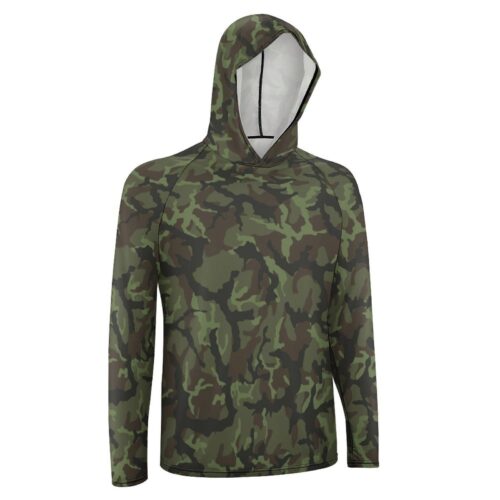 Alternative view of Czech Vz 95 leaf Camouflage  Sun Protection Hooded Rashguard T-Shirt