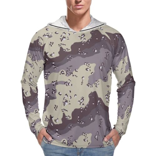 Chocolate Chip ERDL Winter Urban  Sun Protection Hooded Rashguard T-Shirt