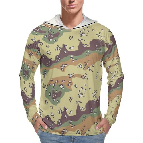 Chocolate Chip ERDL Woodland Light  Sun Protection Hooded Rashguard T-Shirt