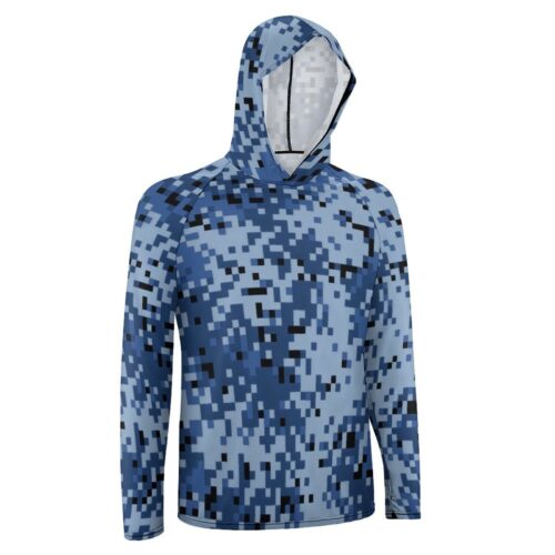 Alternative view of Latvian Navy LATPAT Camouflage Sun Protection Hooded Rashguard T-Shirt