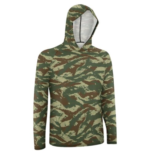 Alternative view of Greek Lizard Camouflage Sun Protection Hooded Rashguard T-Shirt
