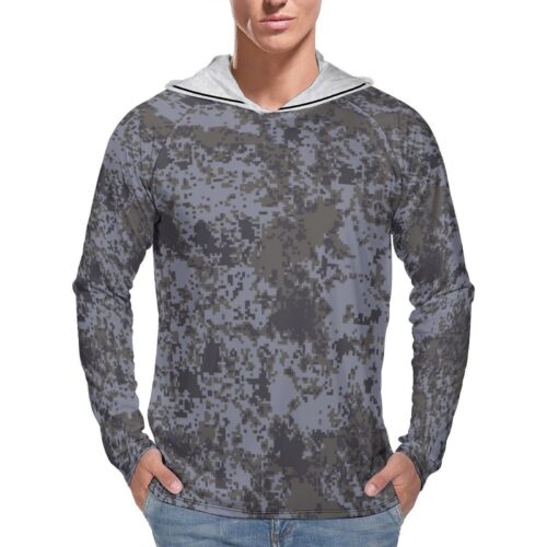 North Korea KPA Night Pixelated Camouflage Sun Protection Hooded Rashguard T-Shirt