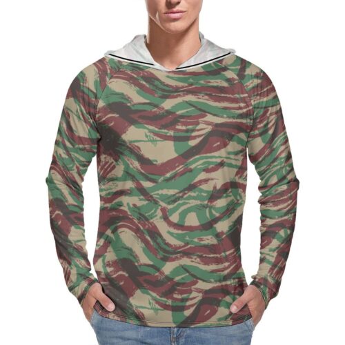 French Lizard D Camouflage Sun Protection Hooded Rashguard T-Shirt