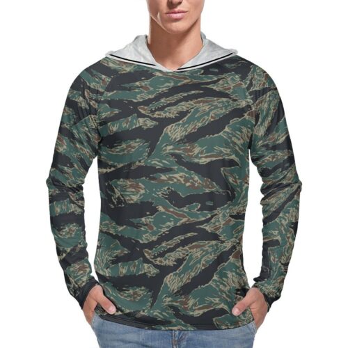 Guyana Tiger stripes Camouflage Sun Protection Hooded Rashguard T-Shirt