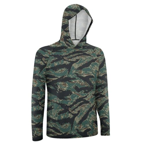 Alternative view of Guyana Tiger stripes Camouflage Sun Protection Hooded Rashguard T-Shirt