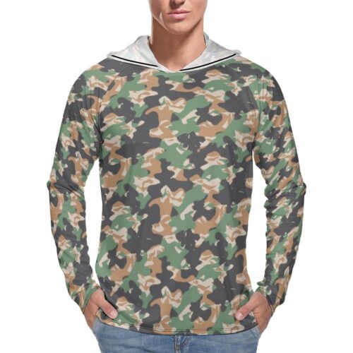 Hungary Fenox Brown Camouflage Sun Protection Hooded Rashguard T-Shirt