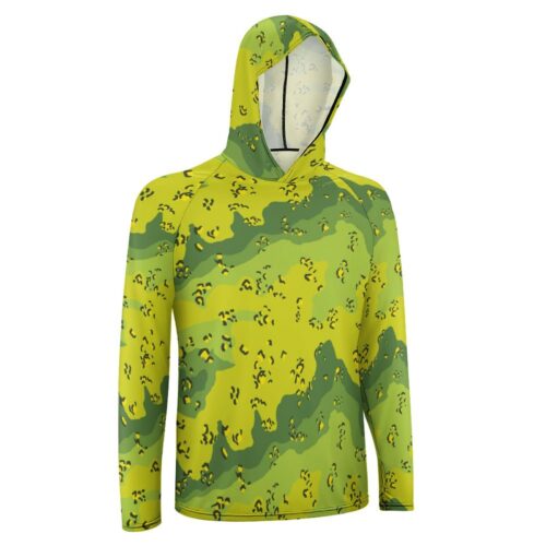 Alternative view of Chocolate Chip ERDL Lime  Sun Protection Hooded Rashguard T-Shirt