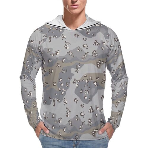 Kuwait National Police Chocolate Chip Camouflage Sun Protection Hooded Rashguard T-Shirt