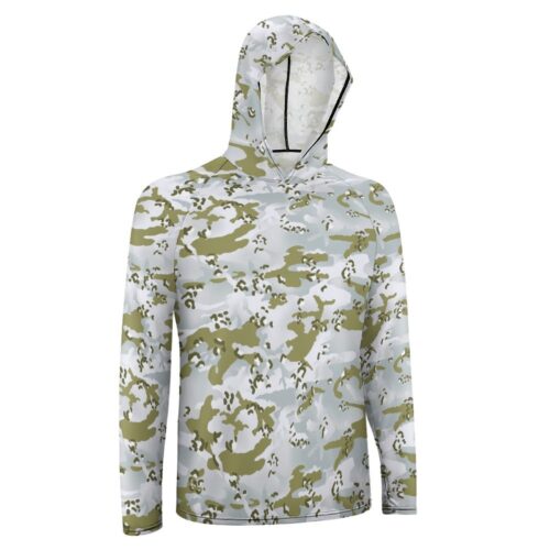 Alternative view of Chocolate Chip Woodland Snow  Sun Protection Hooded Rashguard T-Shirt