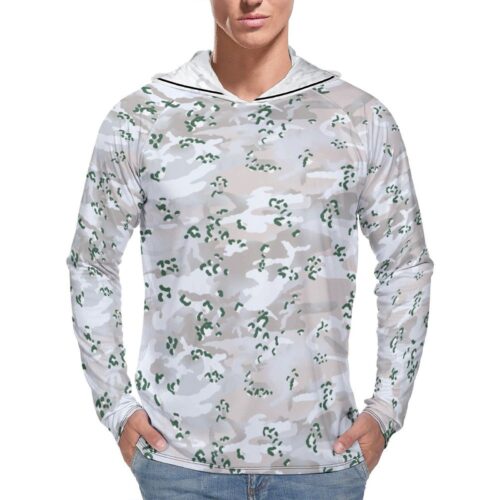 Chocolate Chip MTP Woodland Snow  Sun Protection Hooded Rashguard T-Shirt