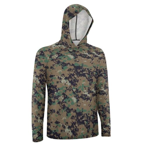 Alternative view of South Korea Special Warfare Command Pixel Camouflage Sun Protection Hooded Rashguard T-Shirt