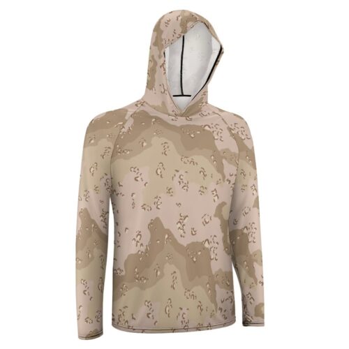 Alternative view of Chocolate Chip ERDL Desert  Sun Protection Hooded Rashguard T-Shirt