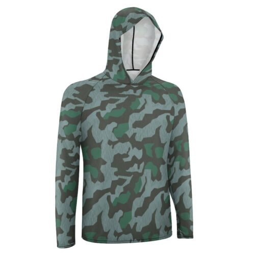 Alternative view of German WWII Splittertarn Luft Camouflage Sun Protection Hooded Rashguard T-Shirt