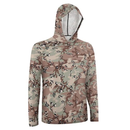 Alternative view of Chocolate Chip Woodland US Desert  Sun Protection Hooded Rashguard T-Shirt