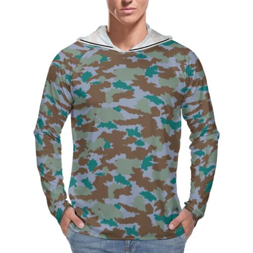 German DDR M58 Flachtarnenmuster v3 Sun Protection Hooded Rashguard T-Shirt