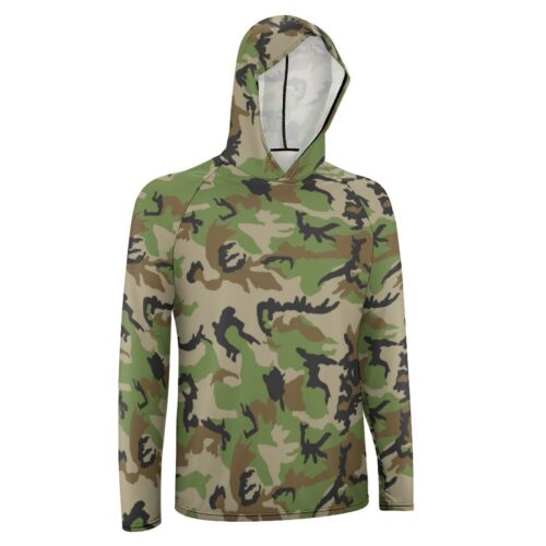 Alternative view of Iranian Army M81 v1 Camouflage Sun Protection Hooded Rashguard T-Shirt