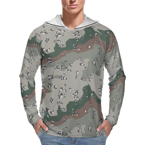 Chocolate Chip ERDL French Style  Sun Protection Hooded Rashguard T-Shirt