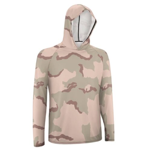 Alternative view of Kuwait Desert 3 Colors v2 Camouflage Sun Protection Hooded Rashguard T-Shirt
