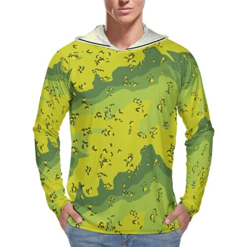 Chocolate Chip ERDL Lime  Sun Protection Hooded Rashguard T-Shirt