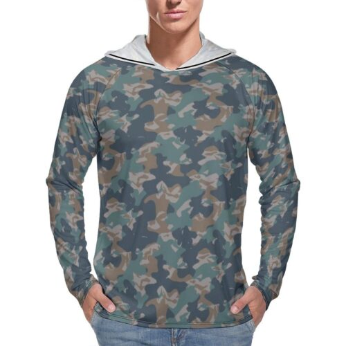 Hungary Fenox Green Camouflage Sun Protection Hooded Rashguard T-Shirt
