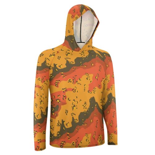 Alternative view of Chocolate Chip ERDL Forest Fire  Sun Protection Hooded Rashguard T-Shirt